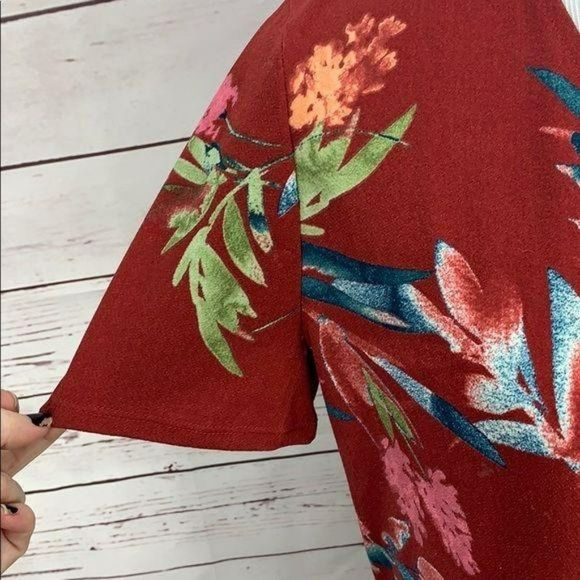 Christian Siriano Women's Tropical Floral Print Hi/Low Short Sleeve Dress Medium - Picture 6 of 9